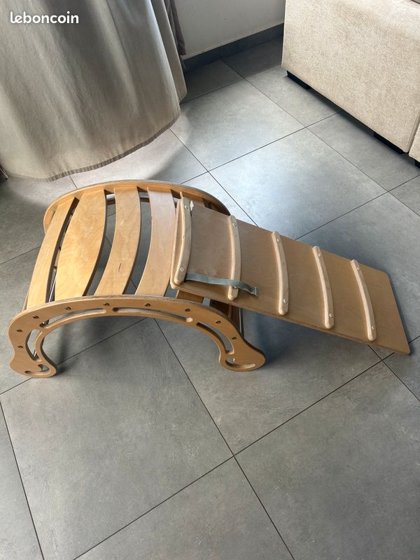 Rocker en bois + rampe d’escalade réversible toboggan – (image 8)