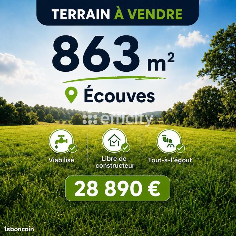 Terrain 863 m² Ecouves · à Écouves · 28 890 €