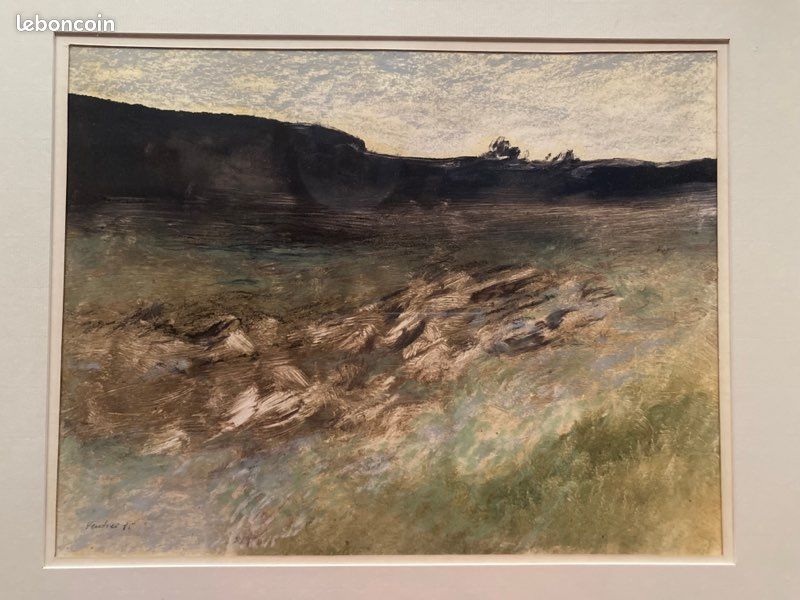 Superbe tableau paysage technique mixte signé VERDIER 85 , cachet Michel Baudouin st ambroix (image 2)