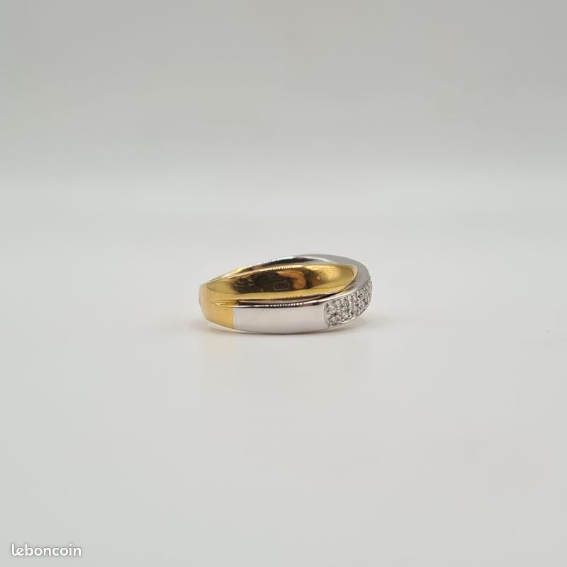 Bague En Or Jaune 18 Carats Avec Diamants - Taille 56 - Poids 2g - Neuf Sous écrin