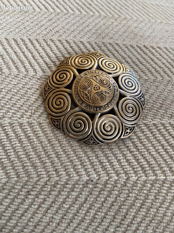 Broche Ancienne Kelt En Argent - Symbole Triskel Celtique - Bretagne Vintage - 1692