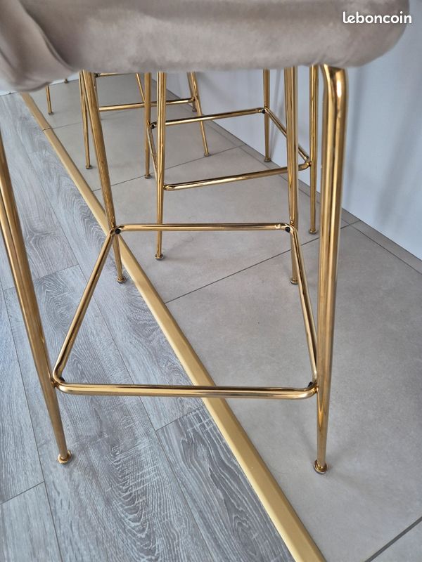 4 chaises de bar beige en velours (image 3)