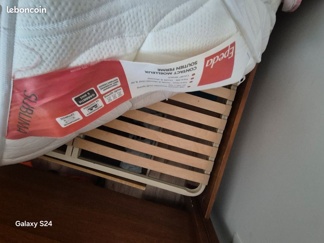 Lit deux place en bois massif acajou + matelas Epeda (image 6)