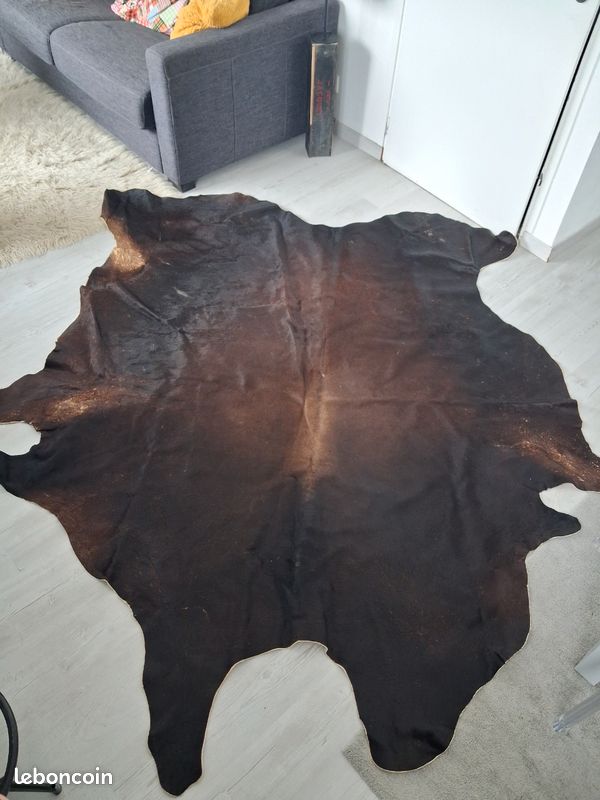 Faux cuir de vache BOGONG Marron/blanc 130 x 170 cm