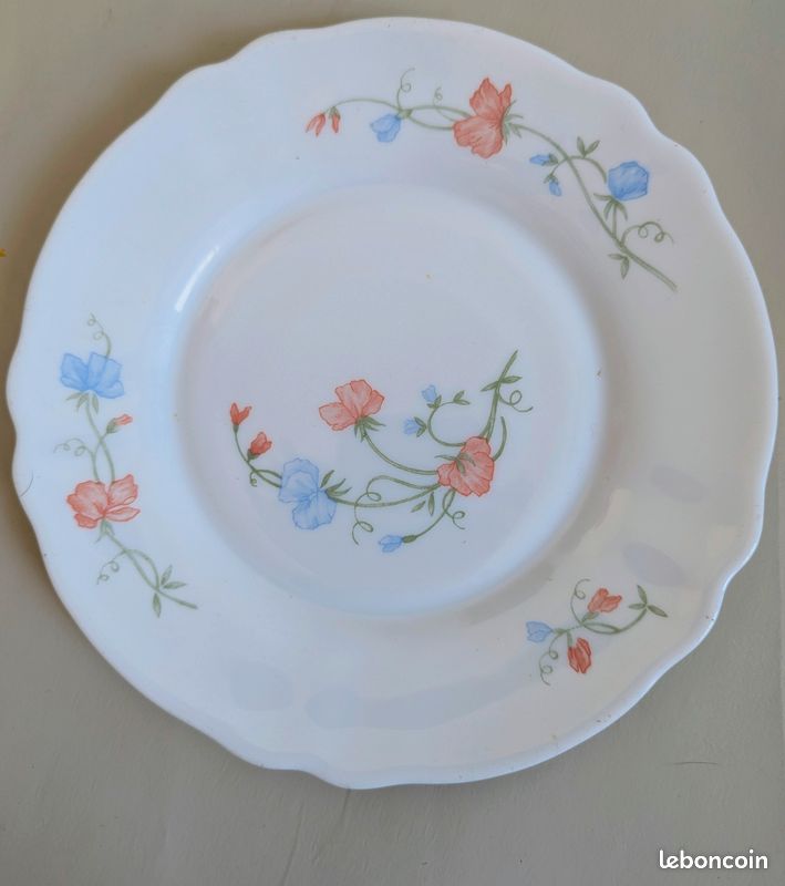 Lot De 4 Petites Assiettes Vintage Arcopal Octogonales - France, Verre D 18,2 Cm