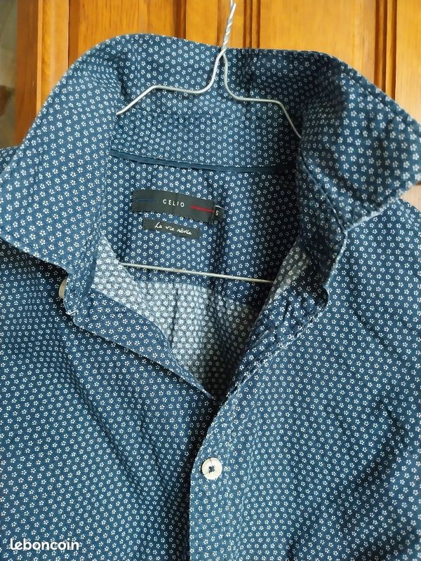 Chemise jeune homme Celio t S bleu et blanc (image 1)