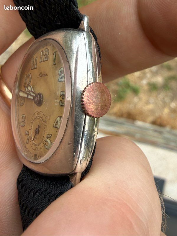 Rare Alpina Hermetic Trench Watch – Boîtier Tortue Argent 0.900 – Cal. 761 – Art Déco – Vers 1920 (image 3)