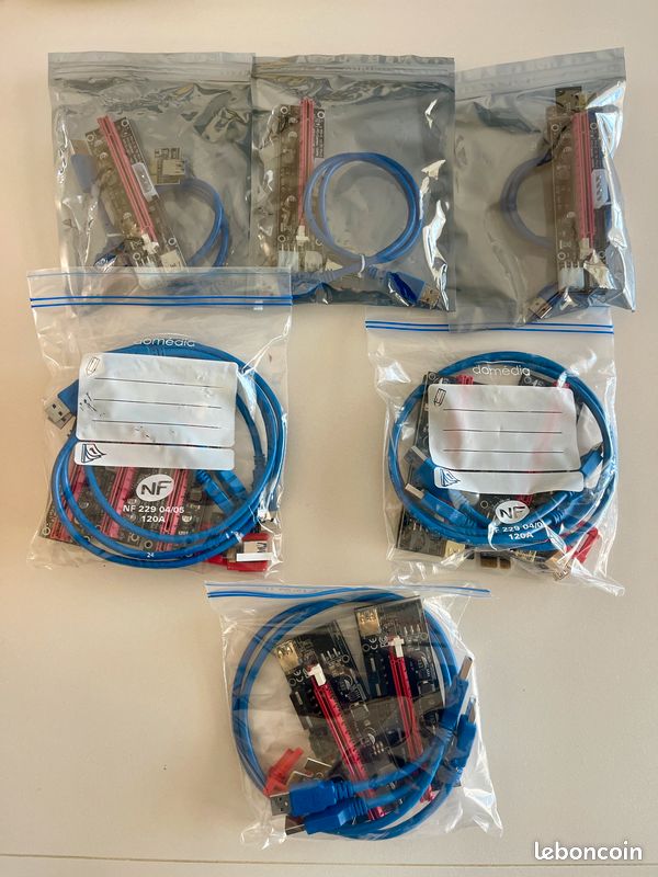 Lot de 10 RISER GPU RIG - Accessoires informatique
