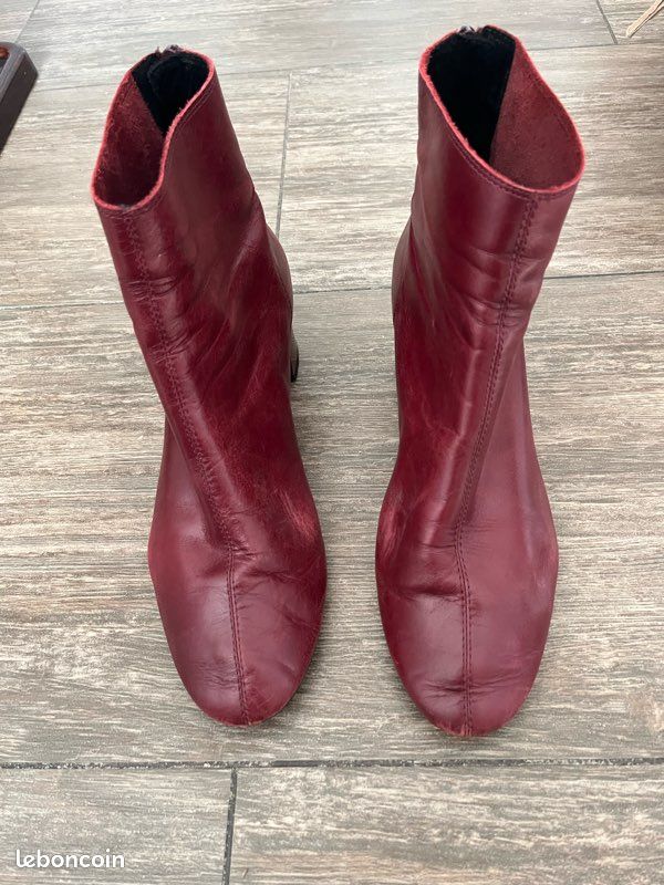 Ankle Boots Bottines Bordeaux Mango Talon Mango Chaussure A Talon