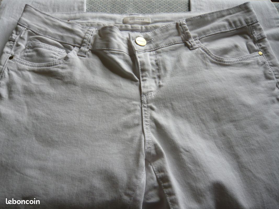Pantalon femme blanc, PROMOD, Taille 40, tbe (image 3)