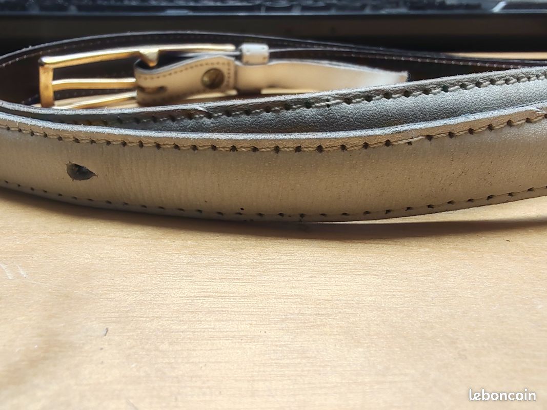 Ceinture Vintage Femme En Crocodile L'Aiglon - Taille 75 Cm Marron - Occasion Fabriquée En France