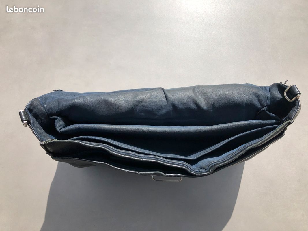 Cartable en cuir bleu noir IBM (image 2)