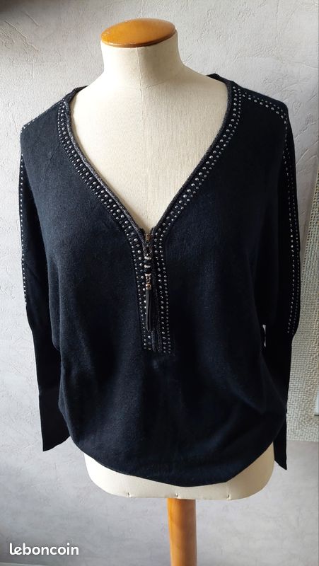 Pull chic et élégant femme Bréal noir taille 2/M/38 Vêtements