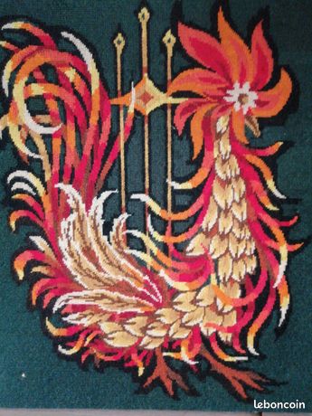 Canevas Vintage Encadré – Rouge Gorge Et Houx, Broderie Finie, Encadrement Pro, Multicolore