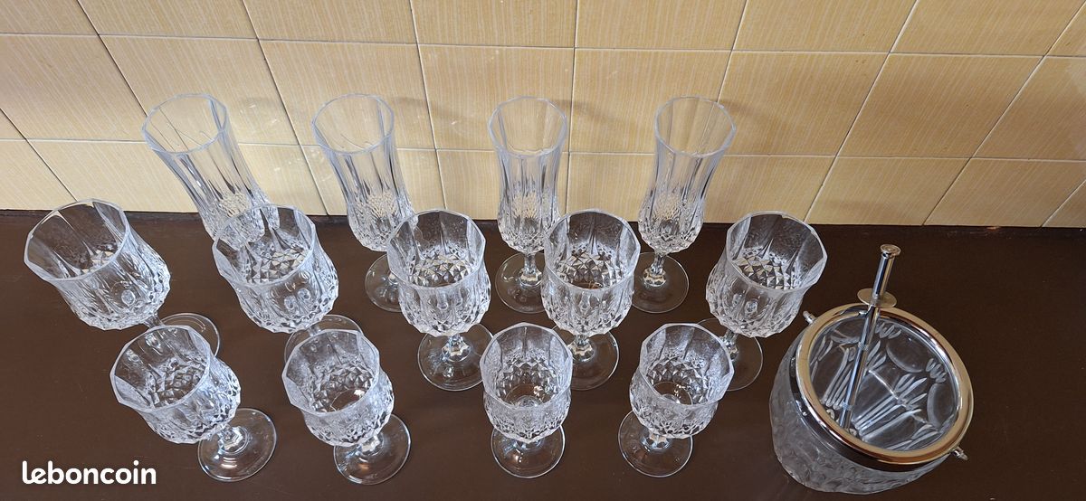 Lot de verres cristal d'arc modèle Longchamp + Seau à glaçons (image 2)