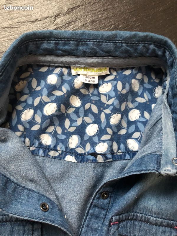 Chemise jeans bleu 10 ans Vertbaudet coton (image 10)
