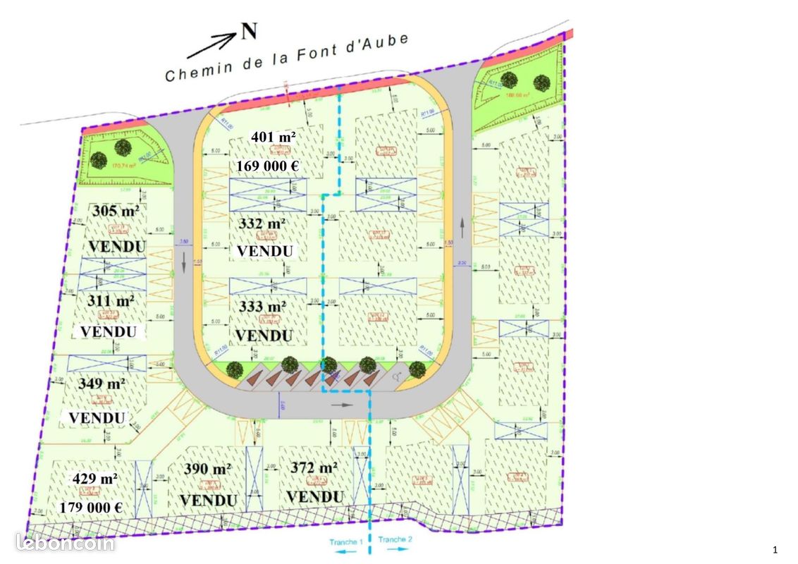 Terrain constructible dans un lotissement proche de la mairie · à Entre-Vignes · 169 000 €
