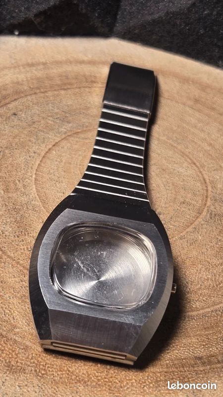 Boîtier montre automatique vintage NOS acier + bracelet intégré + verre – 35,7 mm (image 1)