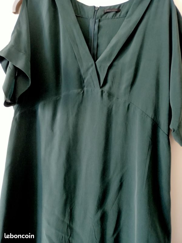 Robe IKKS En Soie Beige - Taille 40, Longueur Genou, Occasion Très Bon état