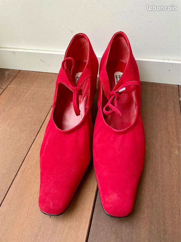 Chaussures Daim Rouge 5 cm Accessoire Paris (image 2)