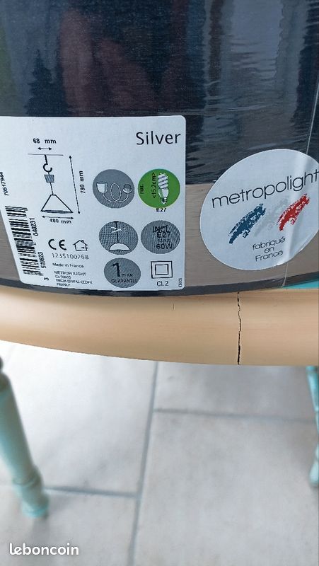 Vend abat-jour France neuf noir , gris métallisé (image 2)