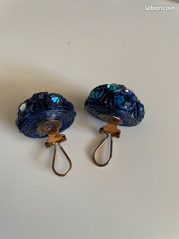 Boucles D'oreilles Vintage Monique Vedie - Fermoir Clip - Occasion