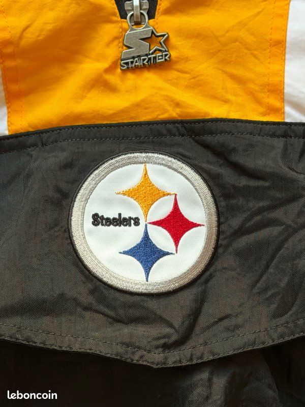 Veste US half-zip NFL x Homage – Vintage – Noir & jaune – Très bon état (image 6)