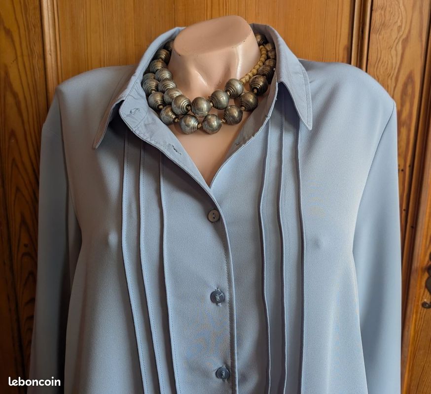 Blouse Femme Damart - Taille L - Manches Longues Bordeaux/noir - Occasion Très Bon état