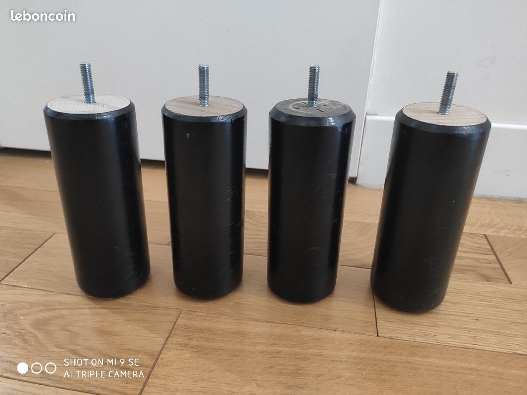 4 pieds 17cm bois noir pr sommier (image 1)