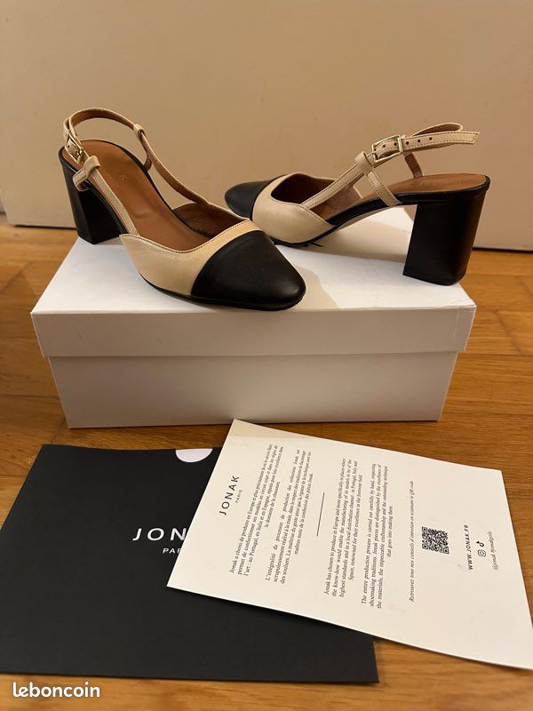 Slingback Jonak Bicolore Slingbacks En Cuir Dhapop Noir Argent - Main Image