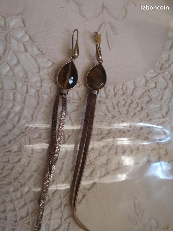 Boucle d'oreille oiel de tigre (image 1)