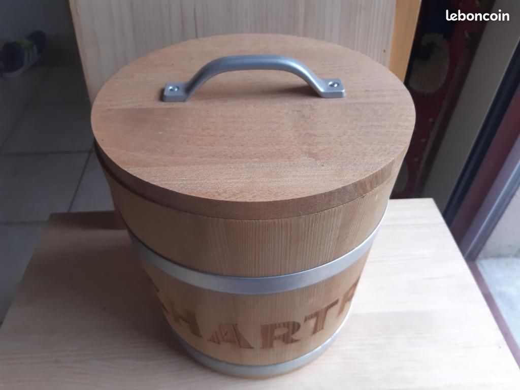 RARE seau à glace bois Chartreuse liqueur original Ice bucket bac glaçons (image 2)