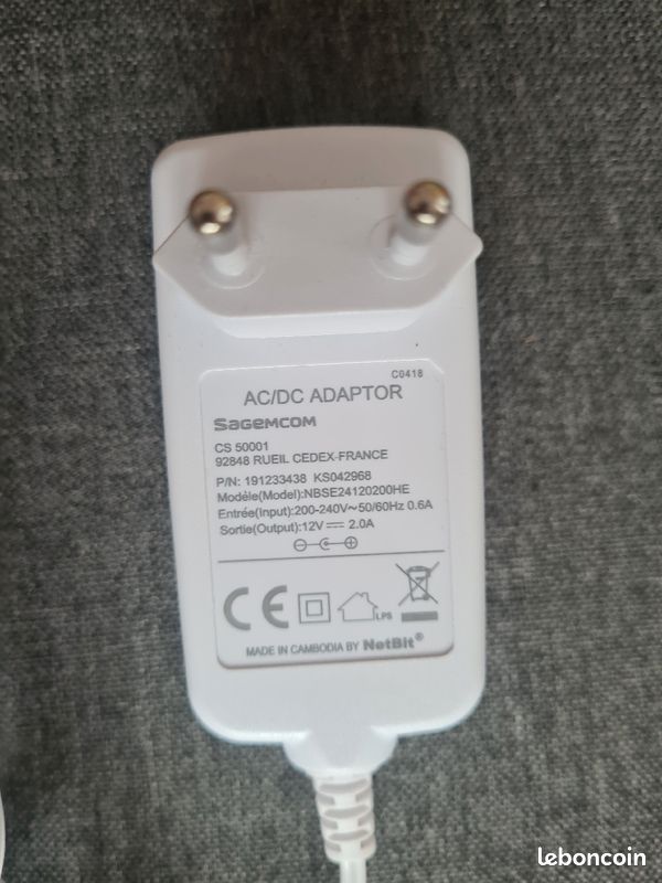 Bloque d'alimentation AC/DC SAGEMCOM (image 3)