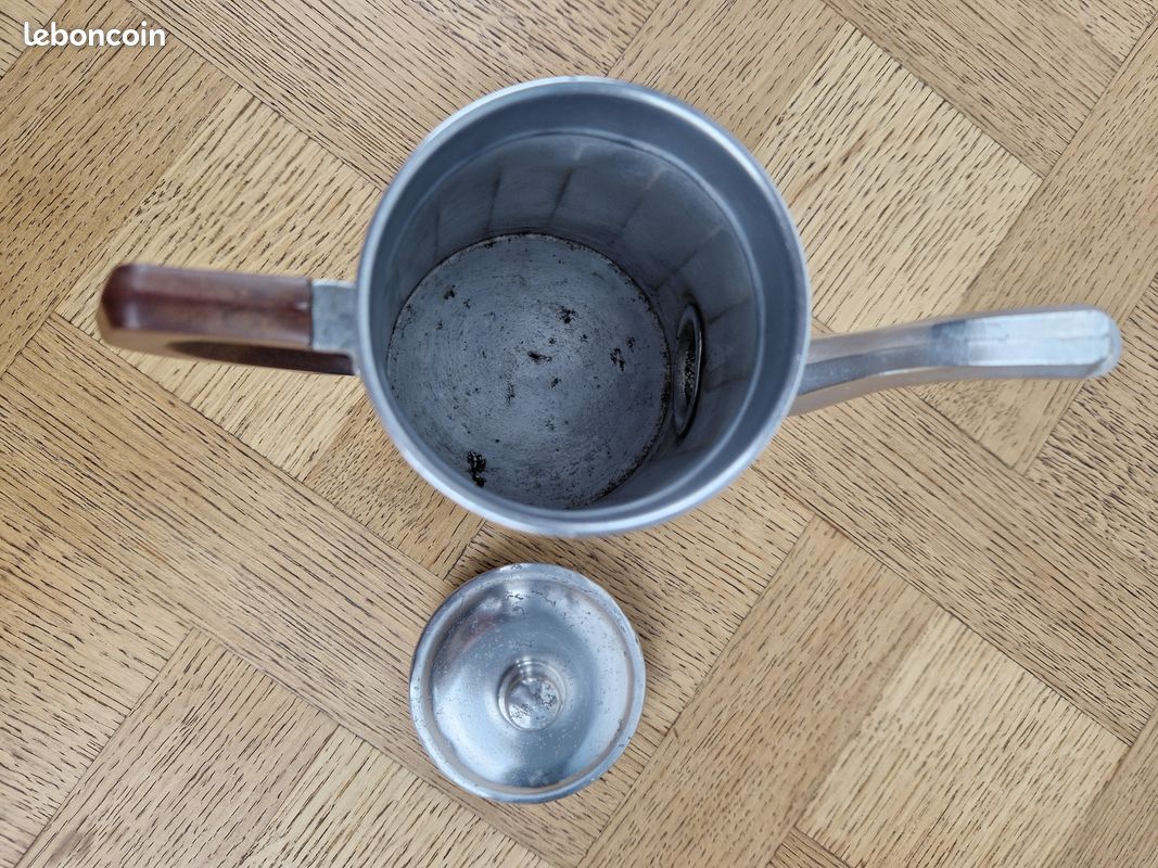 Cafetière percolateur vintage en cuivre chromé et bakélite 1950 Marque ADB