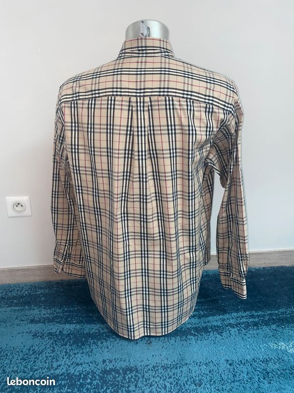 Chemise Homme Burberry London Authentique - Taille XL, Col Tartan, 95% Coton - Occasion En Parfait état