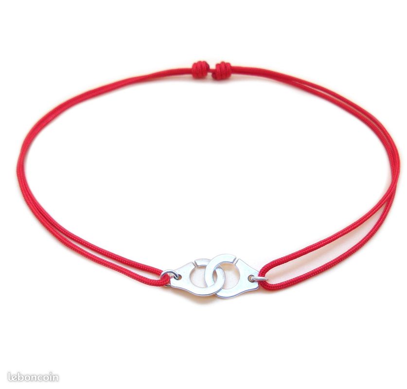 Collier ras de cou menotte cordon rouge réglalbe Montres Bijoux