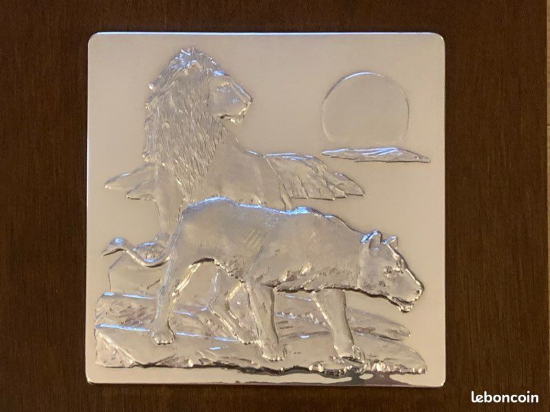 Plaque en argent sculptée Anthony Jones, The lords of the Serengeti (image 4)
