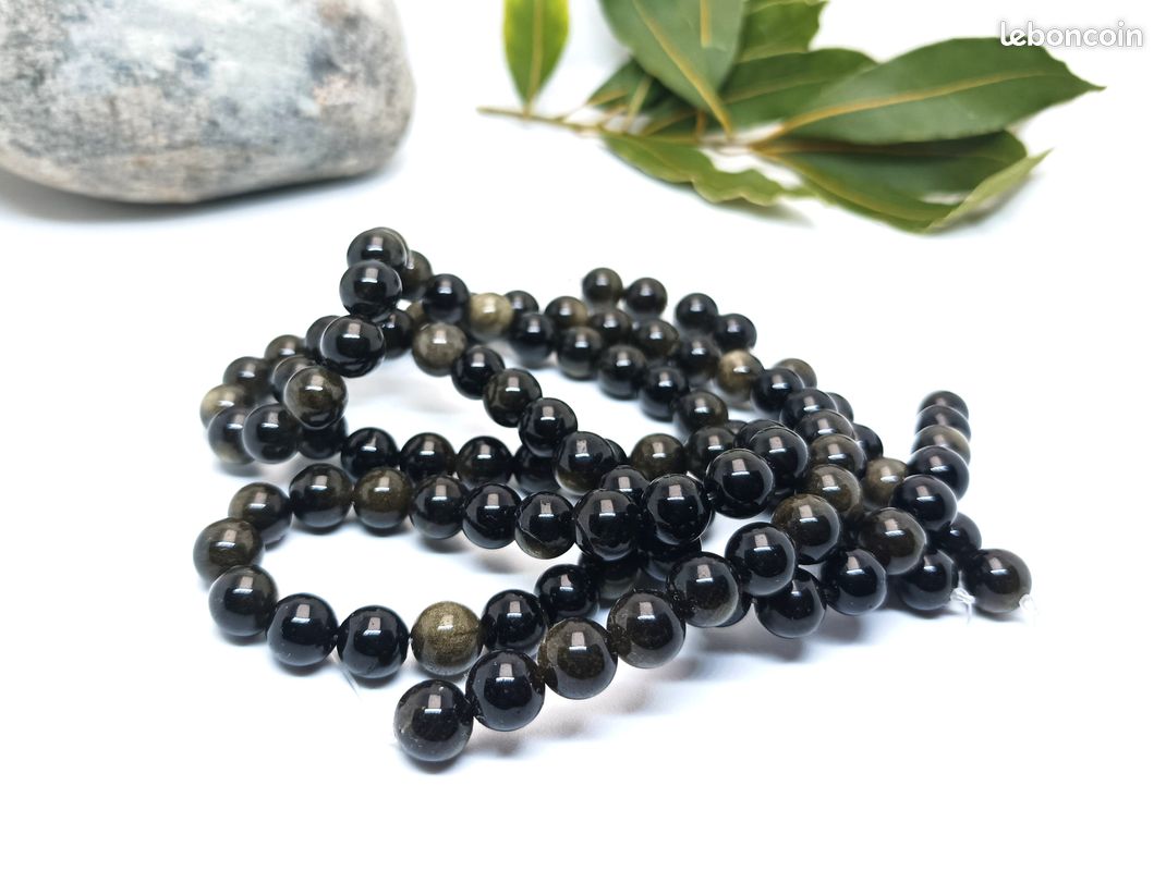 Obsidienne dorée 8mm - Lot de 90 perles 8mm (image 1)