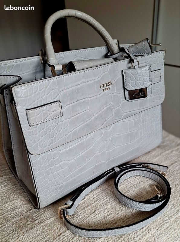 Sac à Main Fourre-tout GUESS 'Claudia' Gris Toile - édition Limitée Tendance, Neuf Avec étiquettes