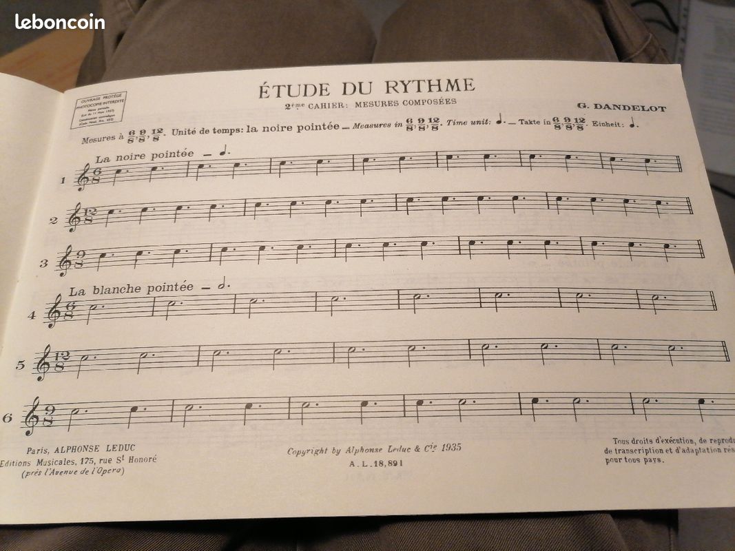 «Études du rythme » -Georges Dandelot. Manuel ancien de musique (Cr 1935) (image 2)