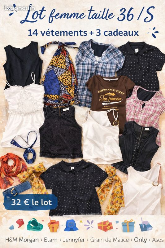 Lot De Vêtements Femme - Taille 36 / S - Couleur Principalement Noire - Occasion Très Bon état