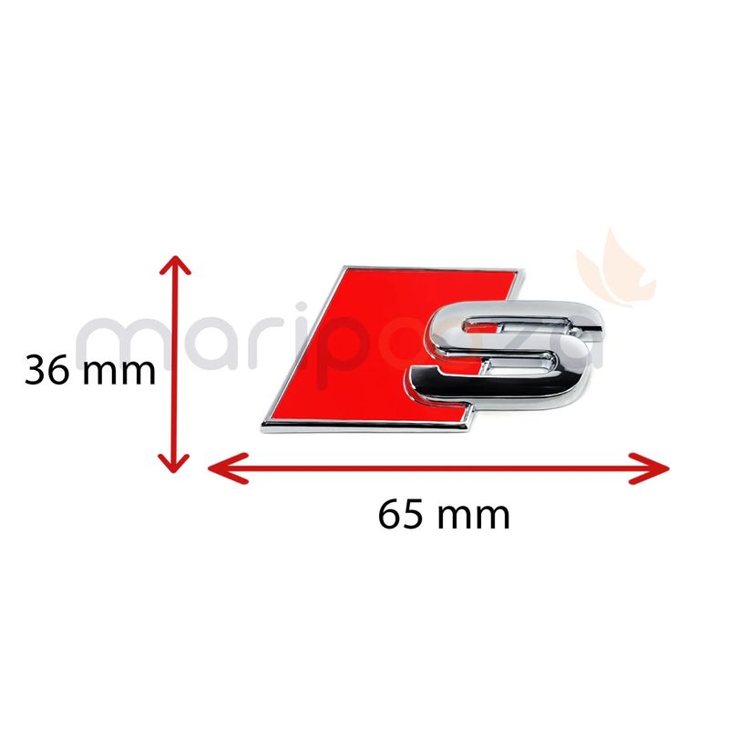 Emblème logo Audi S Sline arrière coffre Rouge Silver 65x36 MM