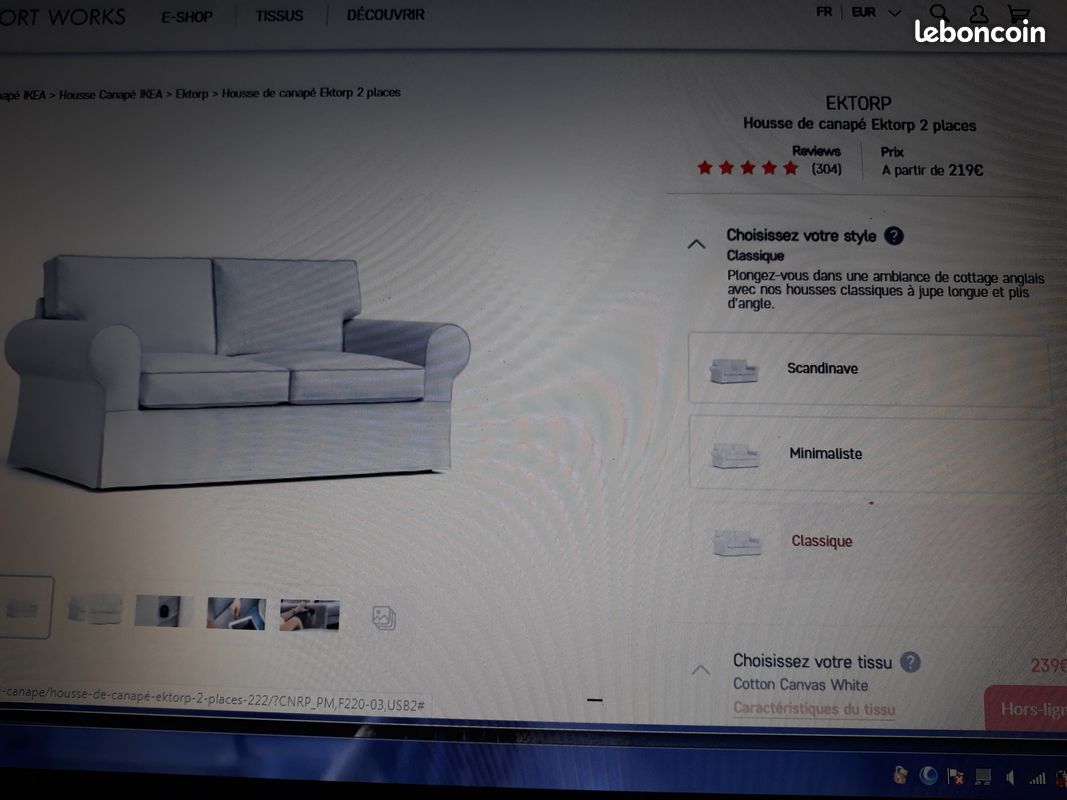4 Housses blanches , marron et noire pour canapés EKTORP IKEA (image 3)