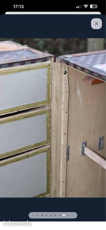 Malle Cabine Moynat Damier – Reconditionnée – Peuplier, Hêtre, Toile – France