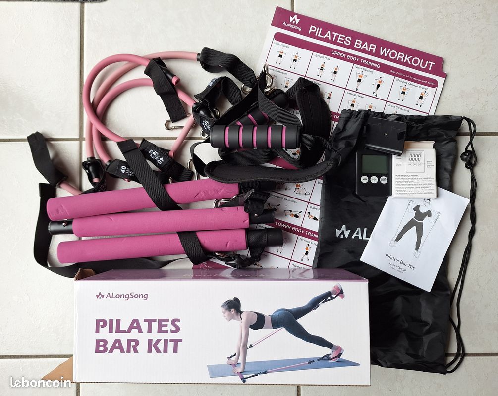 Pilates Pole Kit Barre De Pilates Avec Sangles Résistance - Barre Tonification Yoga Violet Pour Entraînement Corps Entier