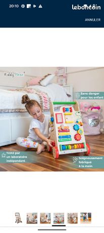 Trotteur Bébé KiddyMoon Avec Tableau D'activité - Chariot De Marche En Bois Multifonction