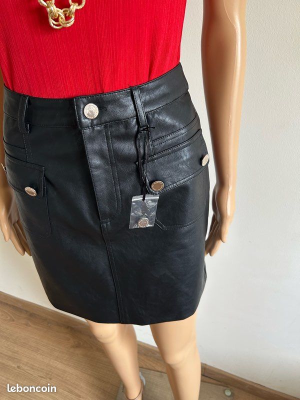 Jupe En Simili Cuir Noir Morgan Taille 34 - Neuve Avec étiquettes, Style Femme