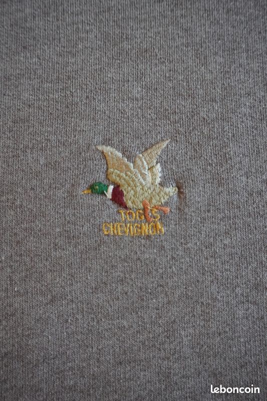 Sweat Chevignon Togs Vintage - Canard Brodé - Taille XL - Marron / Taupe (image 3)