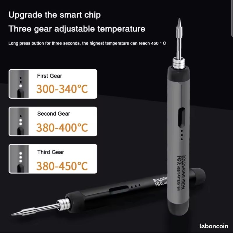 Kit de fer à souder sans fil, rechargeable par USB,1000 mAh