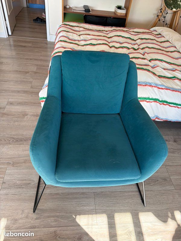 Fauteuil bleu canard (image 1)